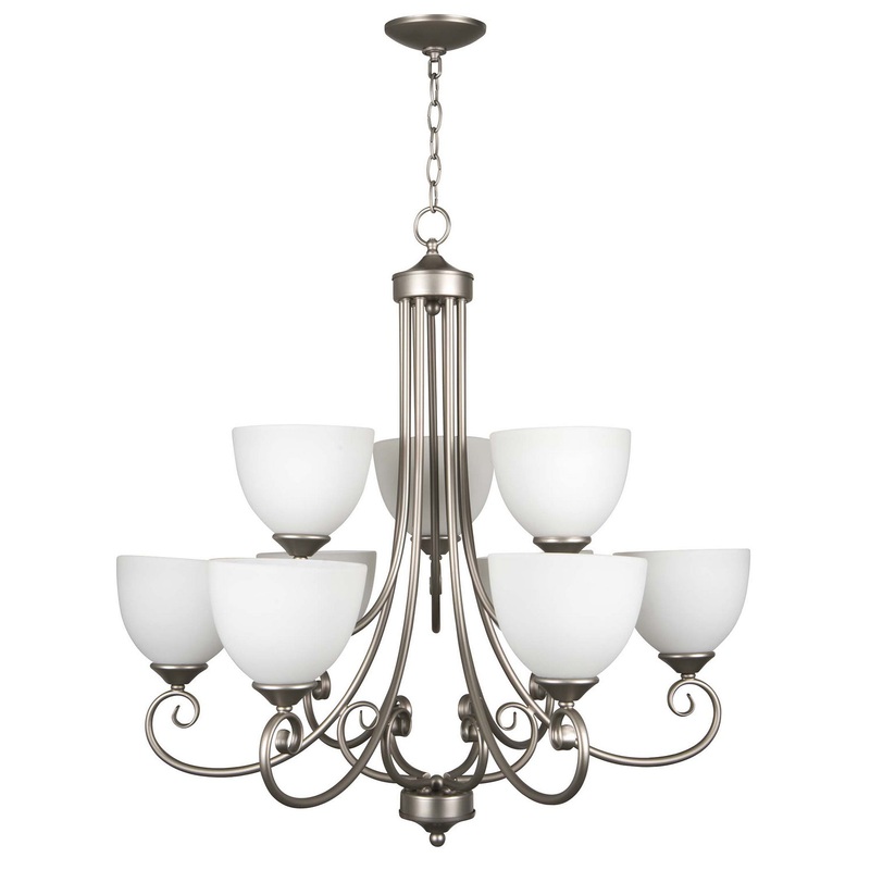 Raleigh Nine Light Chandelier in Satin Nickel