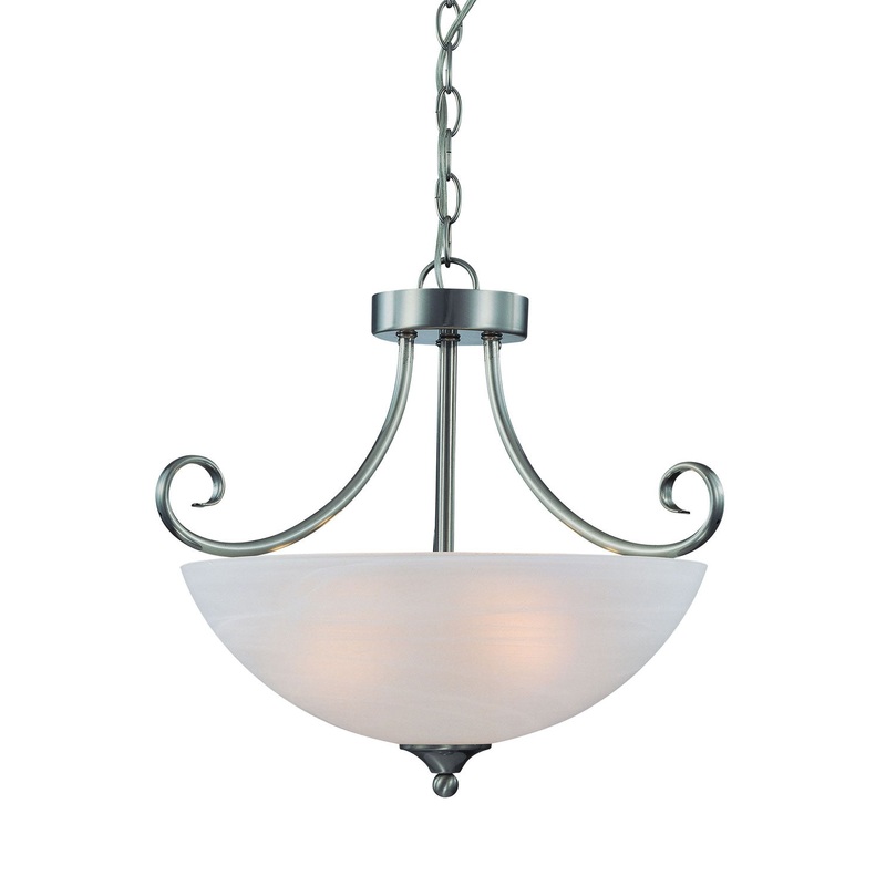 Raleigh Three Light Convertible Semi Flush in Satin Nickel