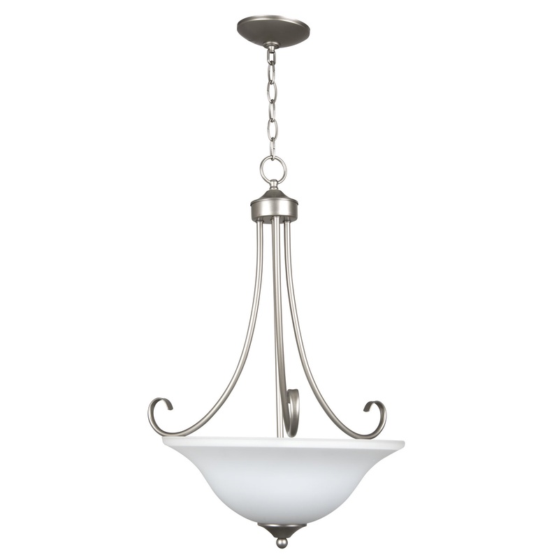 Raleigh Three Light Inverted Pendant in Satin Nickel