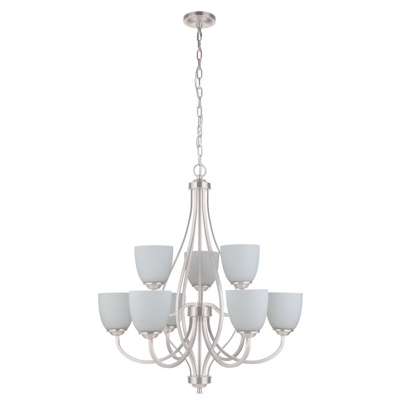 Serene Nine Light Chandelier in Brushed Polished Nickel