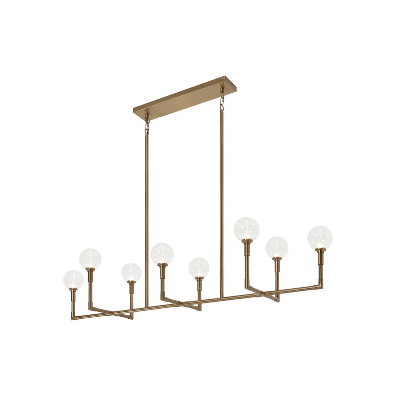 Candlestix Eight Light Chandelier in Aged Gold Brass