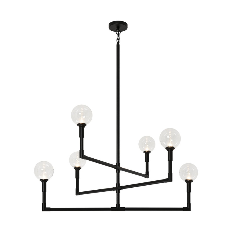 Candlestix Six Light Chandelier in Black