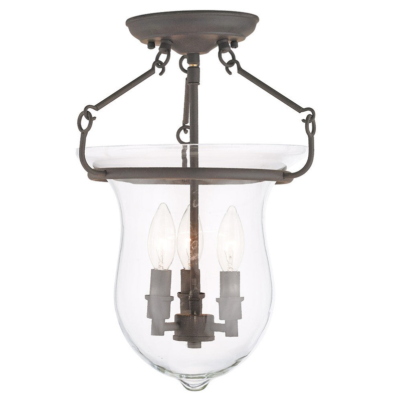 Canterbury Three Light Ceiling Mount in Bronze