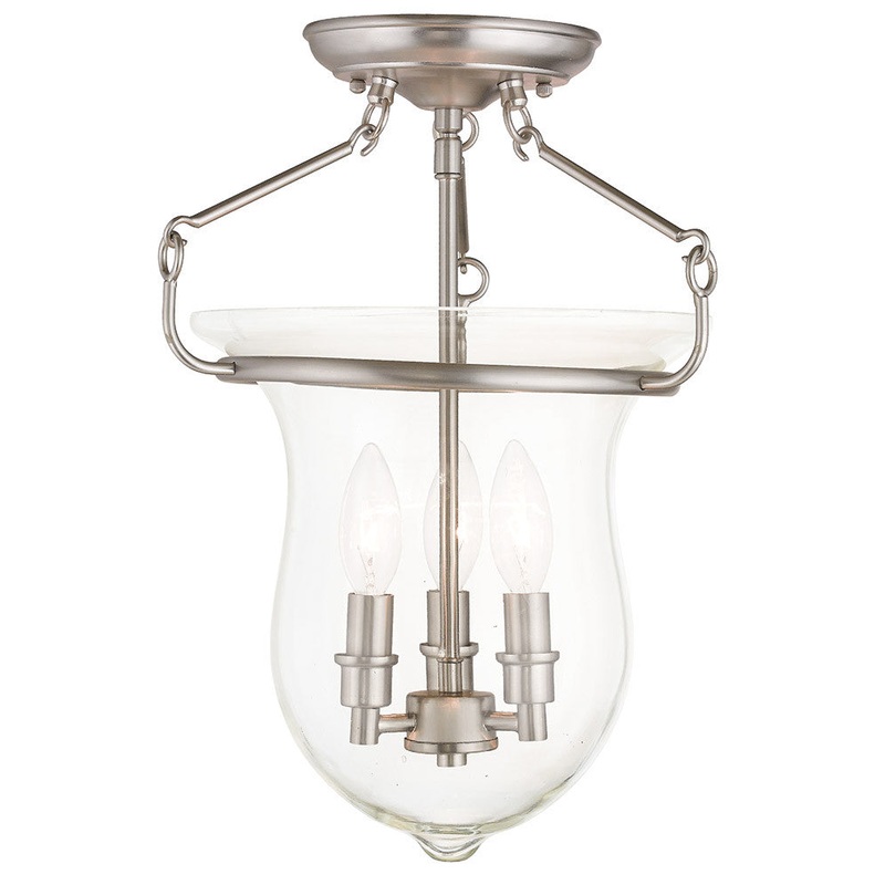 Canterbury Three Light Ceiling Mount in Brushed Nickel