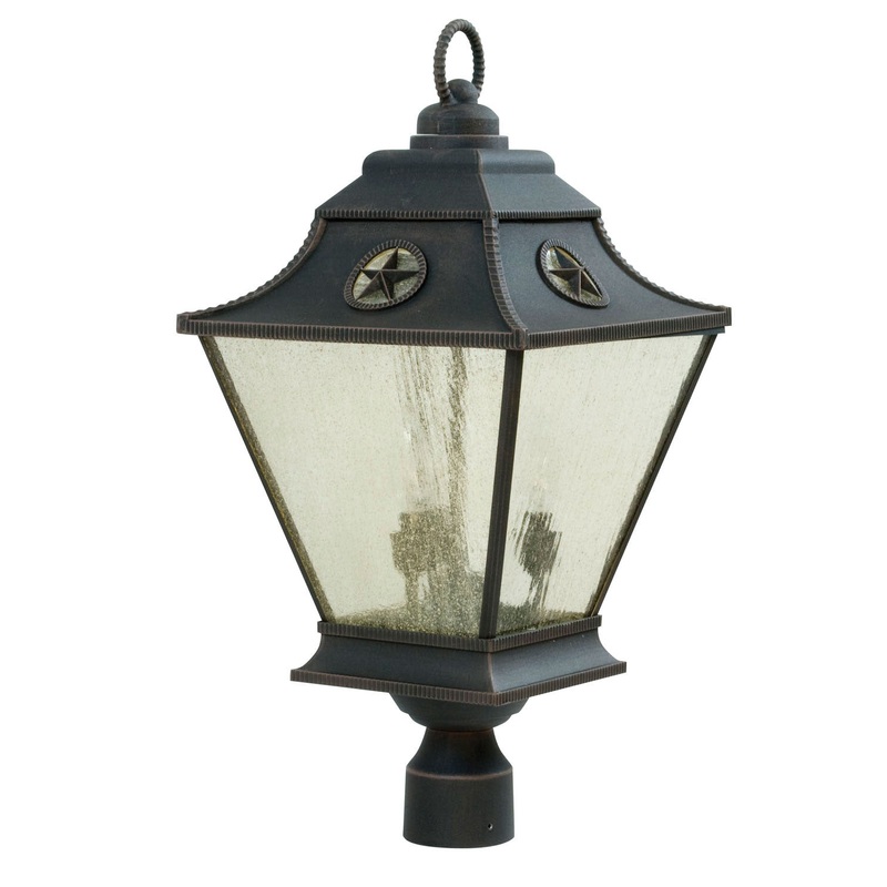 Chaparral Three Light Post Mount in Rust
