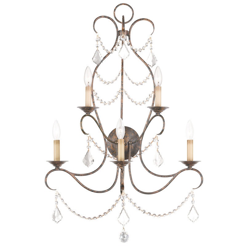 Chesterfield Five Light Wall Sconce in Hand Applied Venetian Golden Bronze