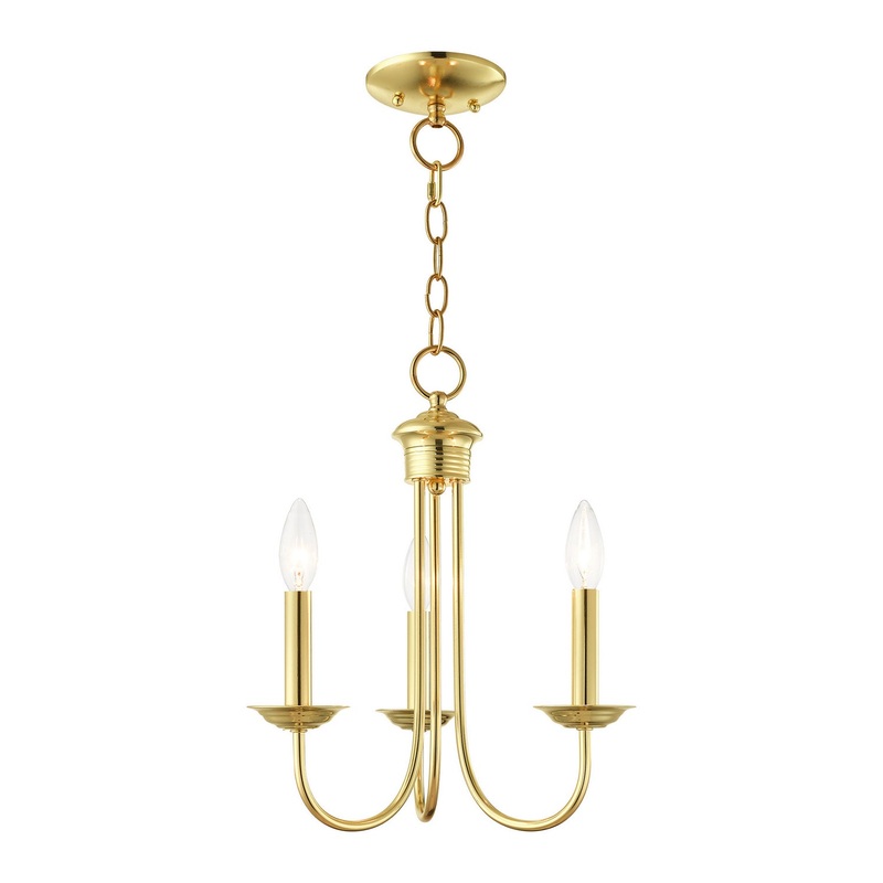 Estate Three Light Chandelier in Polished Brass