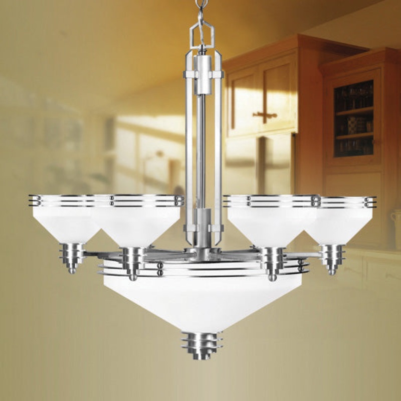 Matrix Six Light Chandelier in Brushed Nickel