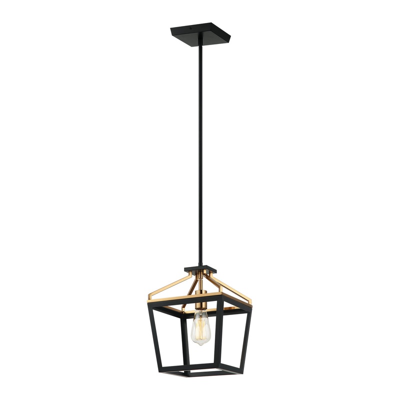 Mavonshire One Light Chandelier in Black / Aged Gold Brass