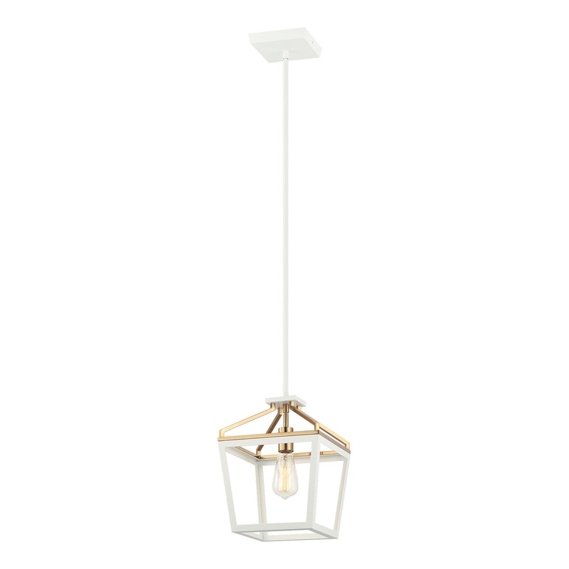 Mavonshire One Light Chandelier in White / Aged Gold Brass