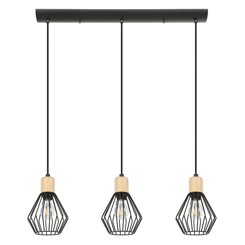 Palmorla Three Light Pendant in Structured Black