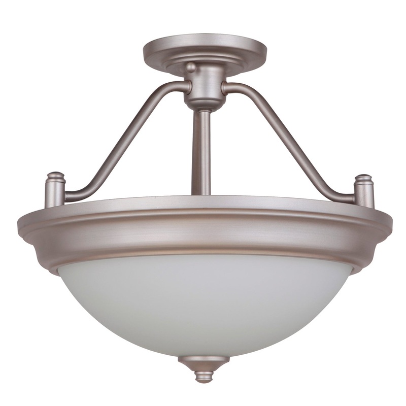Semiflush Two Light Convertible Semi Flush in Brushed Polished Nickel