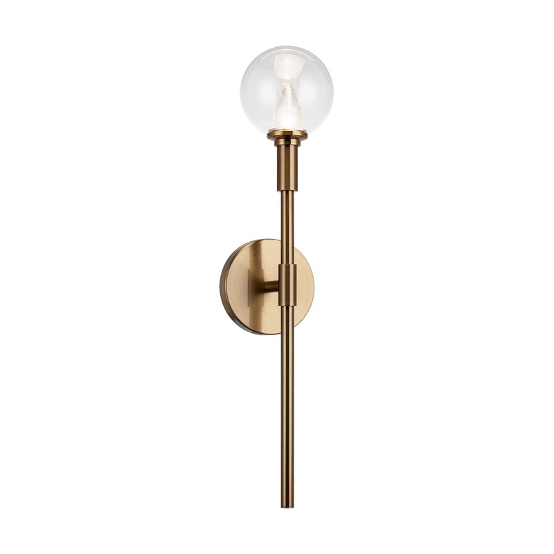 Candlestix One Light Wall Sconce in Aged Gold Brass