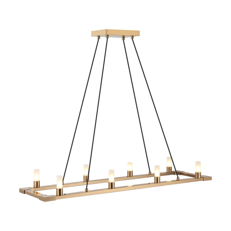 Cascadian Eight Light Chandelier in Aged Gold Brass