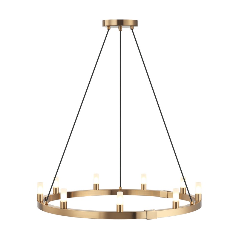 Cascadian Nine Light Chandelier in Aged Gold Brass
