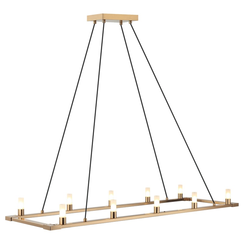 Cascadian Ten Light Chandelier in Aged Gold Brass