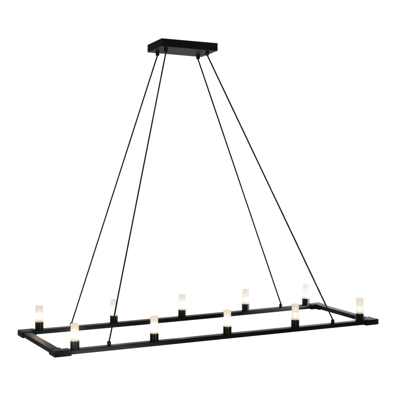 Cascadian Ten Light Chandelier in Matte Black