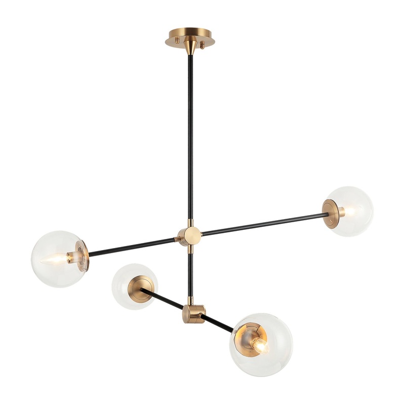 Cosmic Four Light Chandelier in Aged Gold Brass