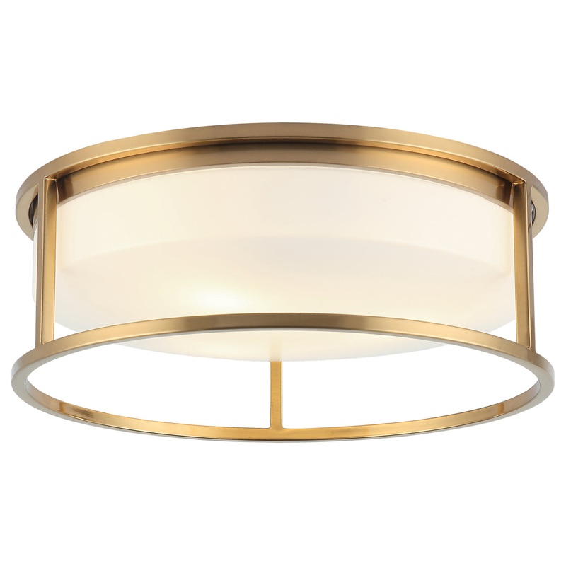 Framerton Three Light Ceiling Mount in Aged Gold Brass