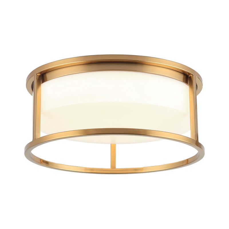 Framerton Two Light Ceiling Mount in Aged Gold Brass