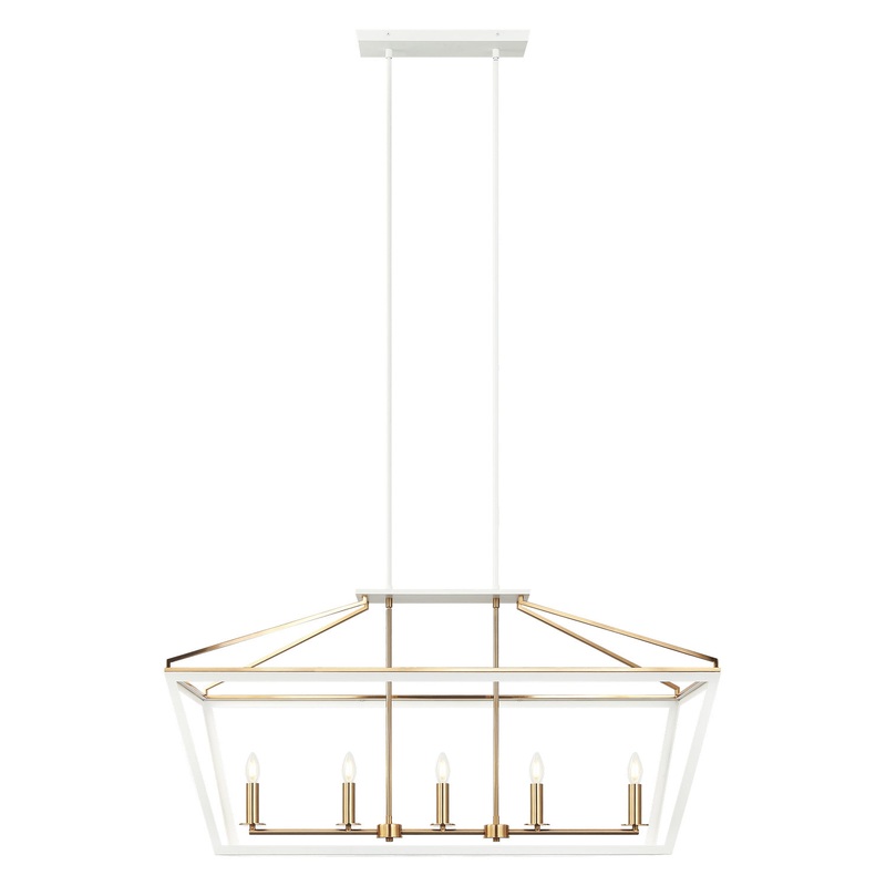 Mavonshire Five Light Chandelier in White / Aged Gold Brass