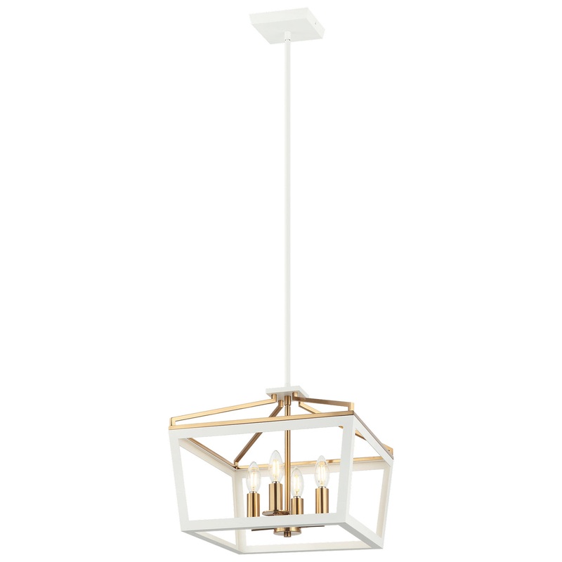 Mavonshire Four Light Chandelier in White / Aged Gold Brass