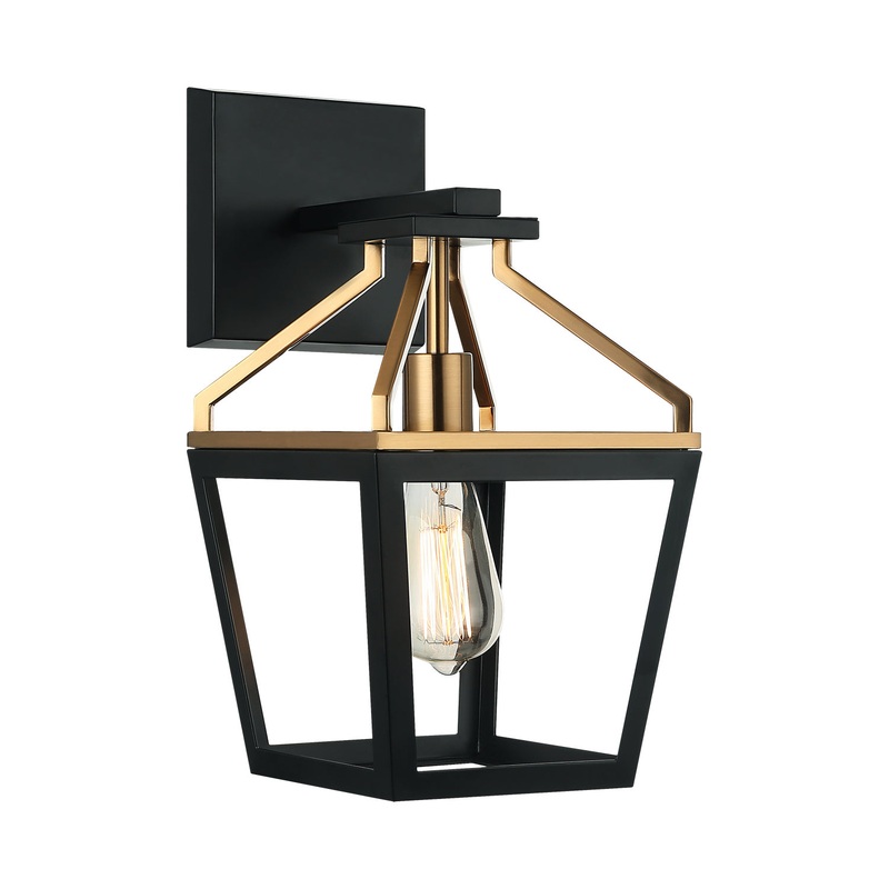 Mavonshire One Light Wall Sconce in Black / Aged Gold Brass