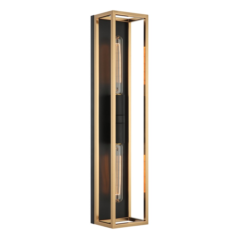 Shadowbox LED Wall Sconce in Black / Aged Gold Brass