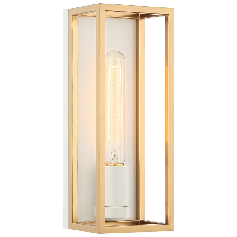 Shadowbox LED Wall Sconce in White / Aged Gold Brass