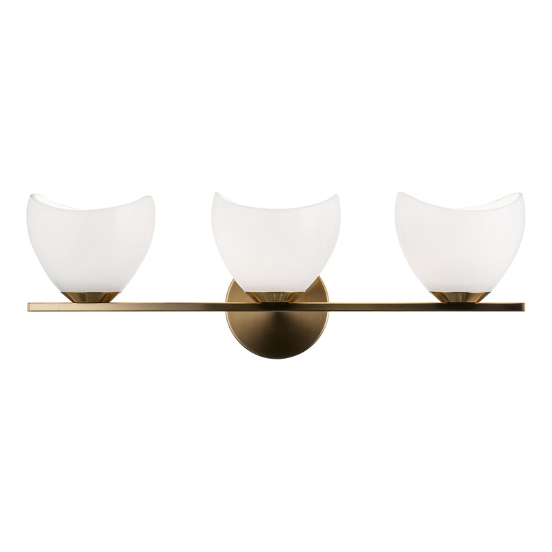 Uptowne Three Light Wall Sconce in Aged Gold Brass