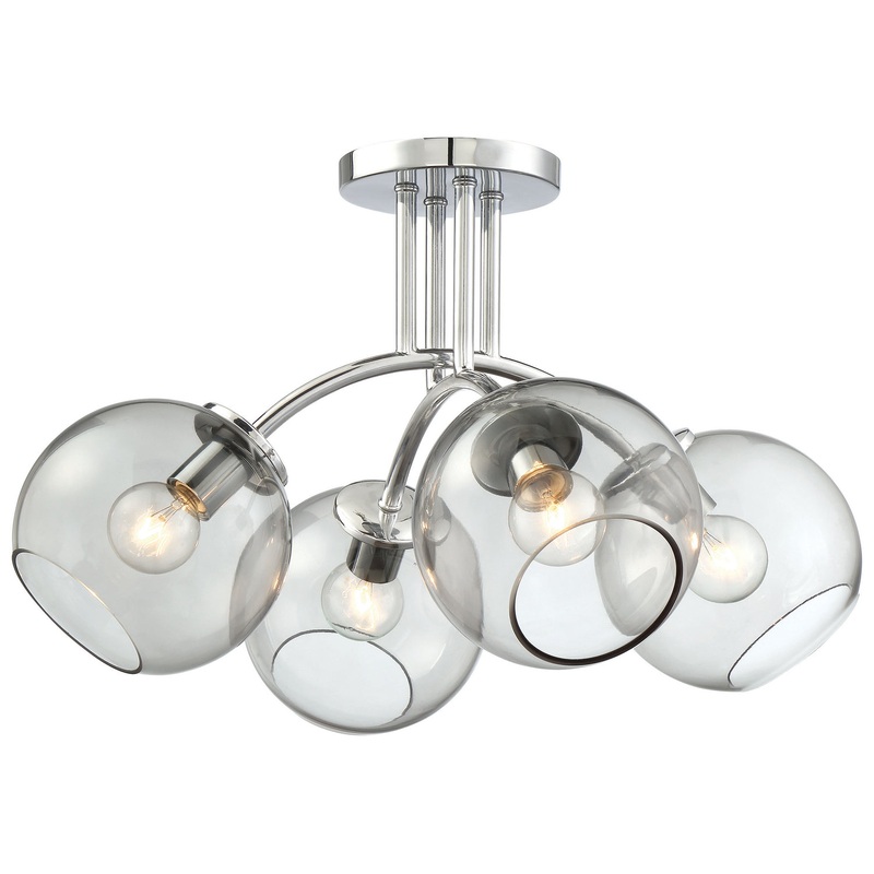 Exposed Four Light Semi Flush Mount in Chrome