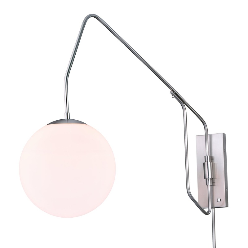 Marcin One Light Swing Arm Wall Light in Satin Nickel