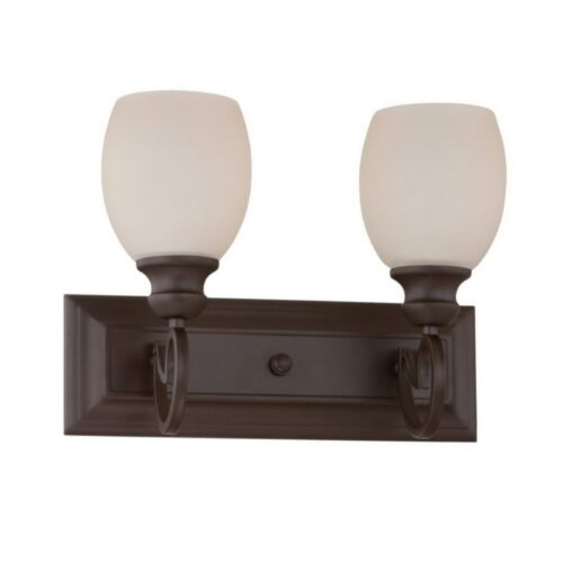 Sunset Abney Rustico Bronze And Ecru Artisan Glass 2 Light Bath Wall