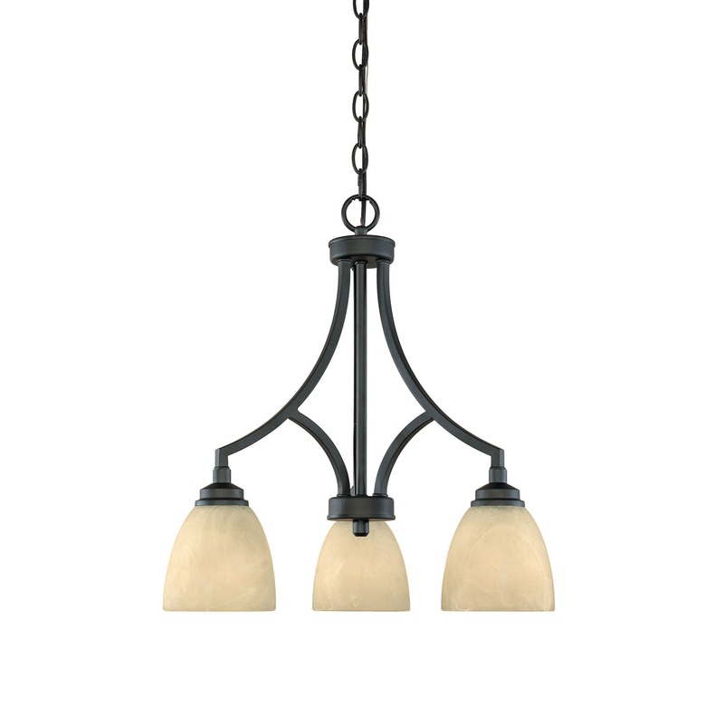 Tackwood Three Light Chandelier in Burnished Bronze