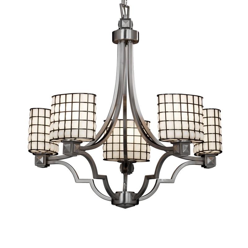 Wire Glass Chandelier in Brushed Nickel
