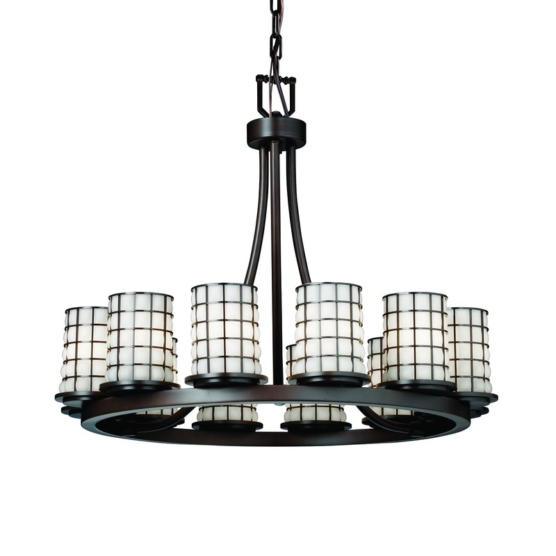 Wire Glass Chandelier in Dark Bronze