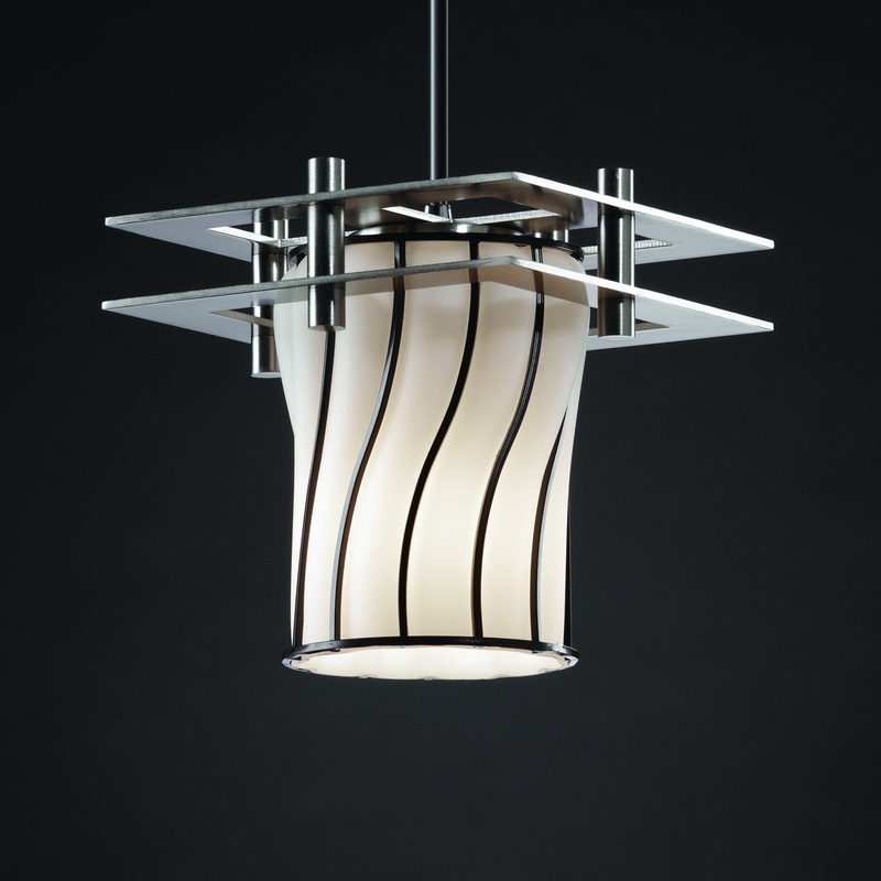Wire Glass Pendant in Brushed Nickel