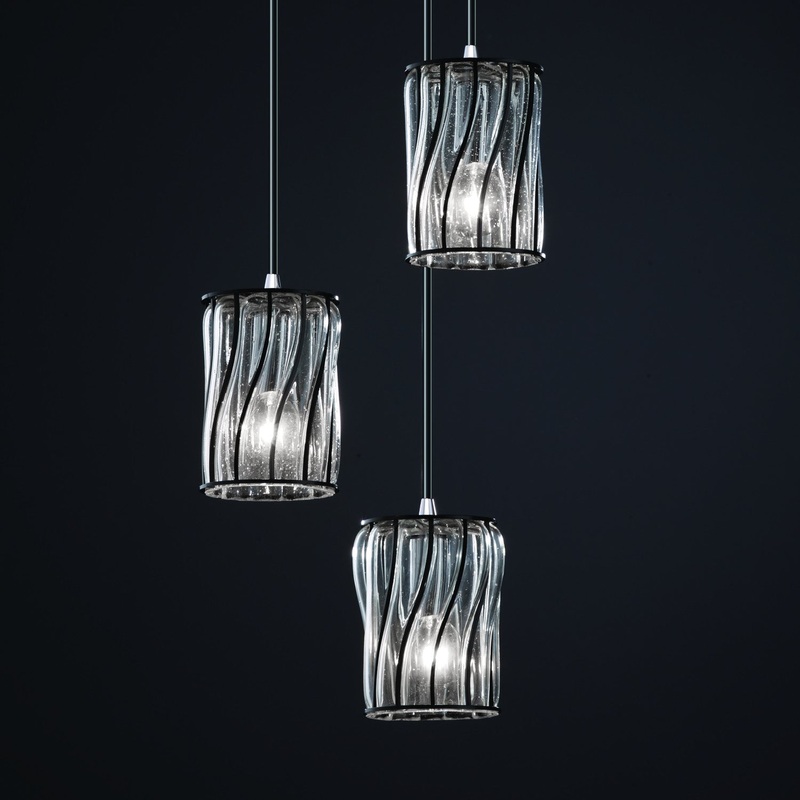 Wire Glass Pendant in Polished Chrome