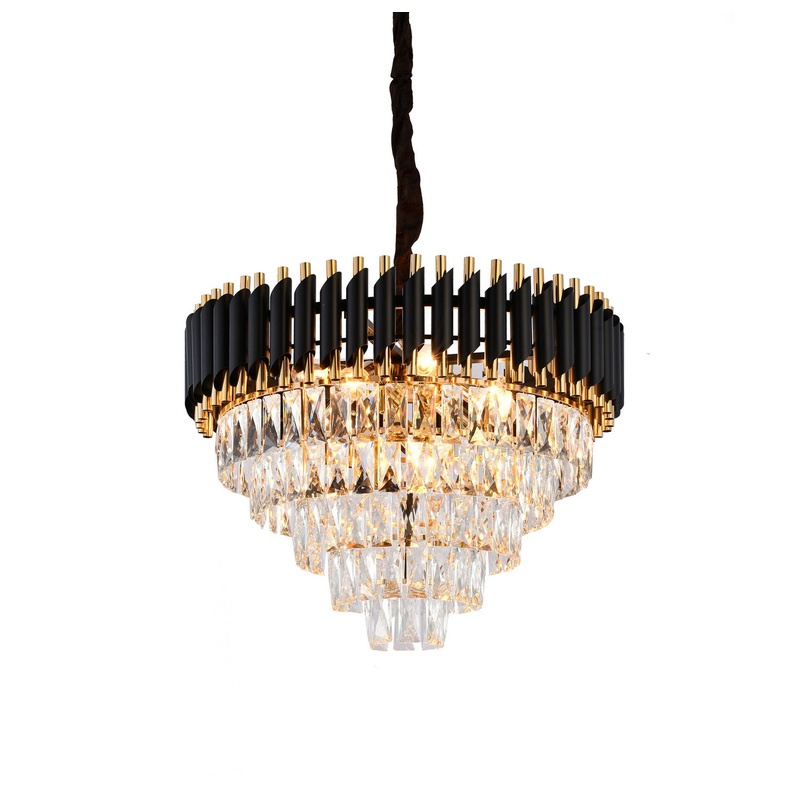 12 Light Chandelier in Black & Gold