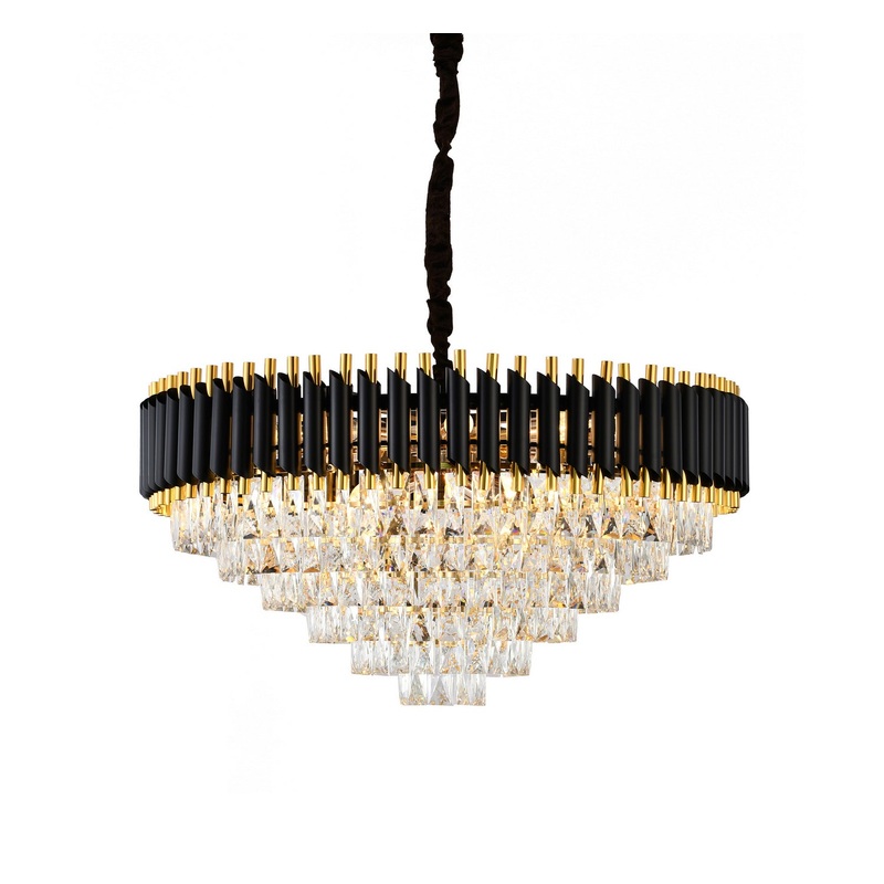 16 Light Chandelier in Black & Gold
