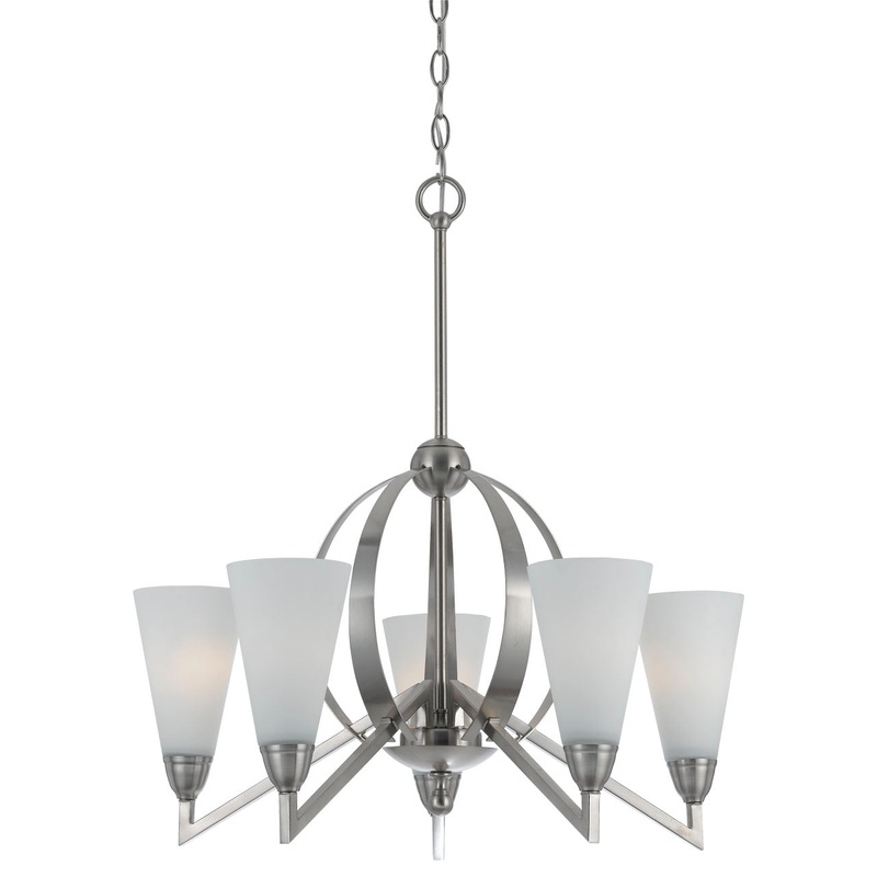 Canroe Five Light Chandelier in Brushed Steel