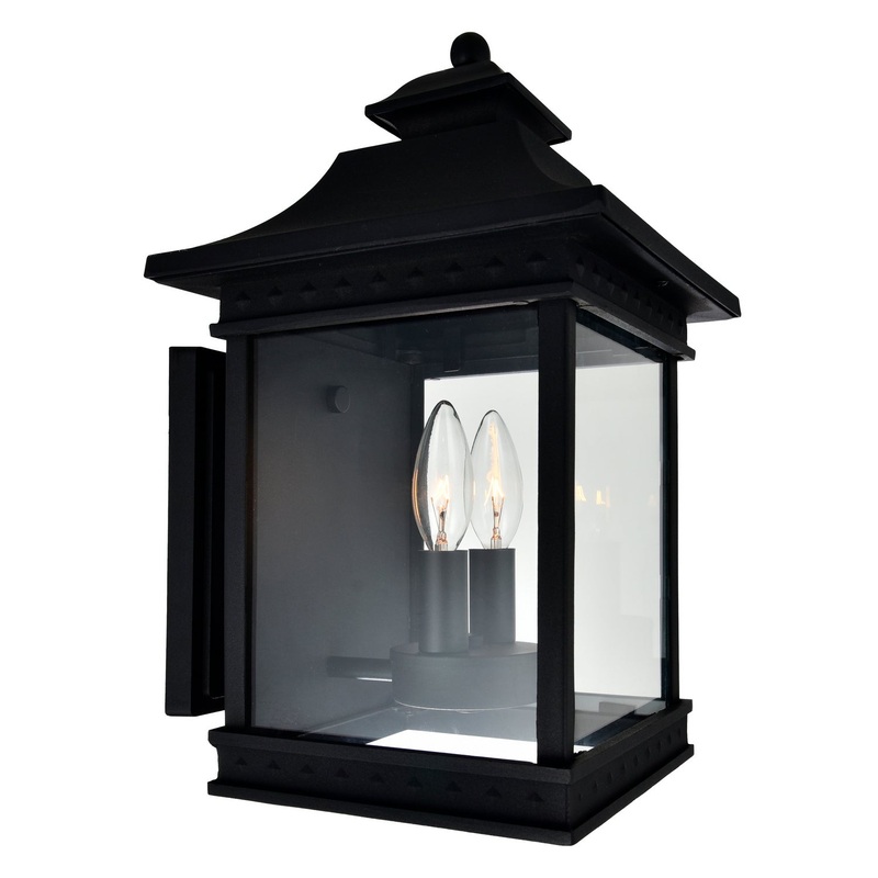 Cleveland Two Light Outdoor Wall Lantern in Black