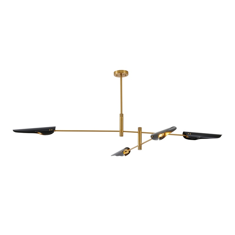 Four Light Chandelier in Gold