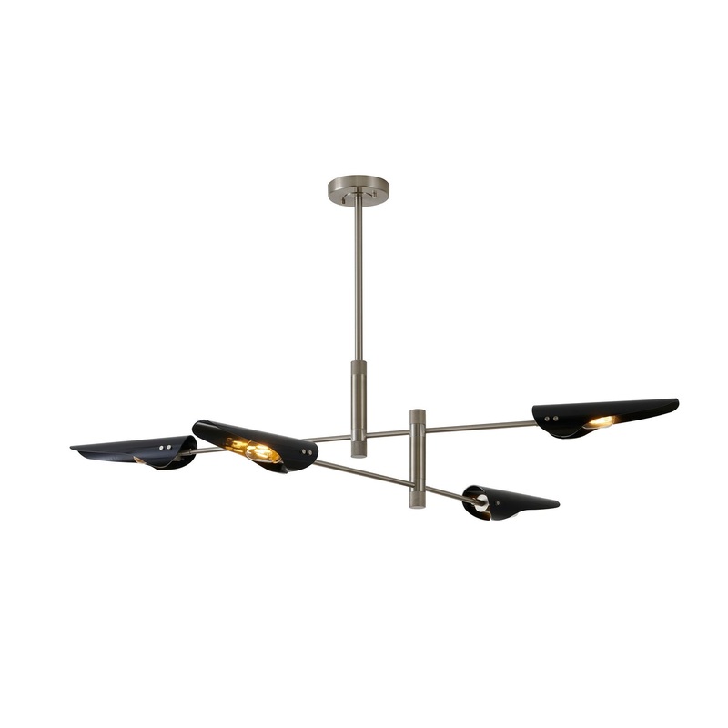 Four Light Chandelier in Shiny Nickel