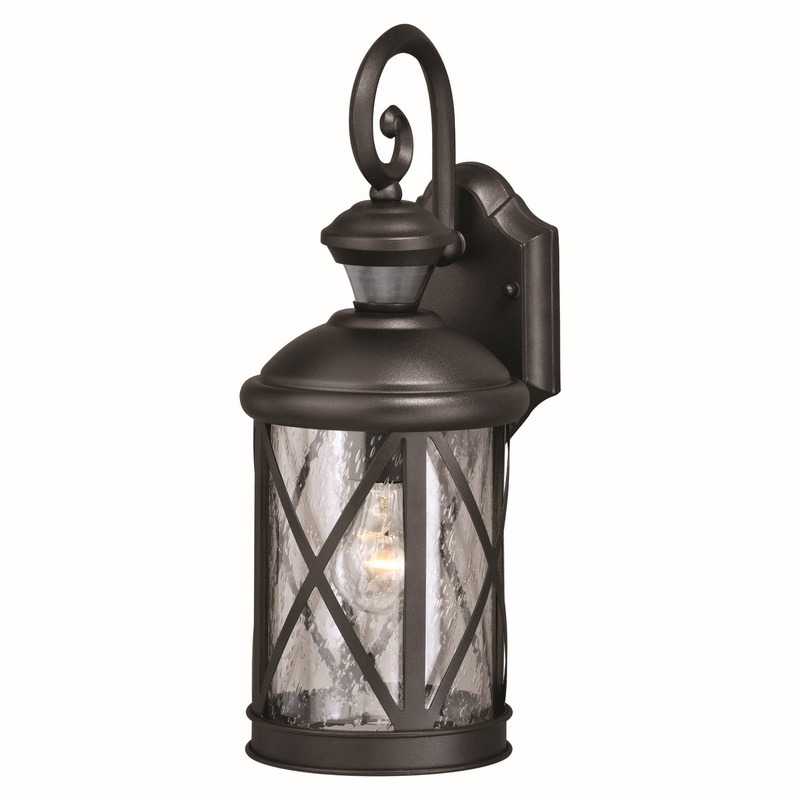 Henderson One Light Motion Sensor Outdoor Wall Light in Textured Black
