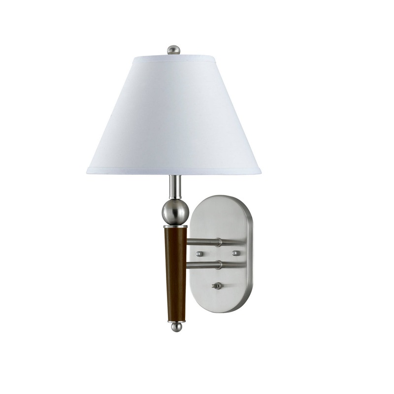 Hotel One Light Wall Lamp in Brushed Steel/Espresso
