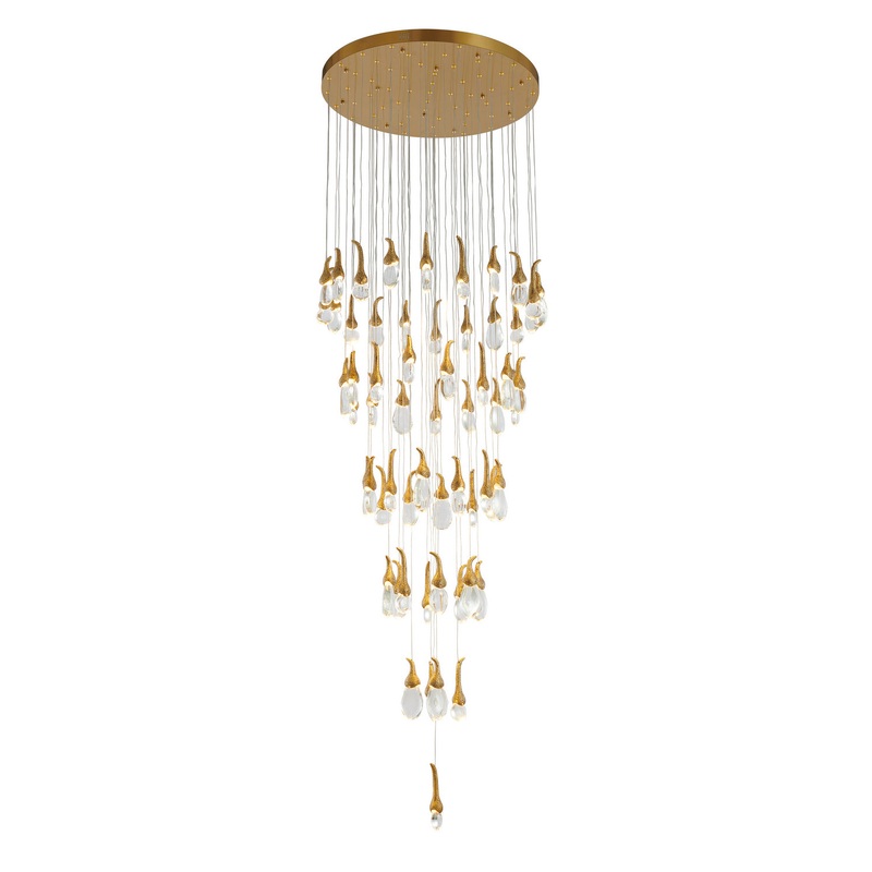LED Chandelier in Antique Brass