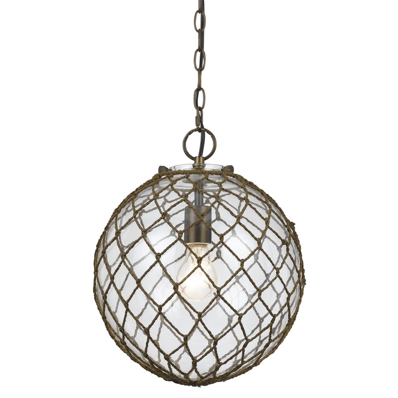 Rope One Light Pendant in Glass/Rope