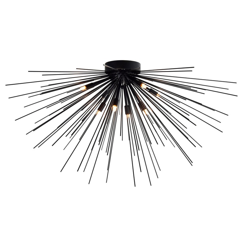Savannah Eight Light Flush Mount in Black