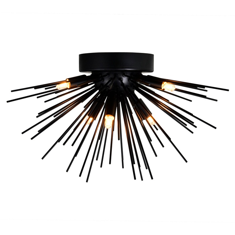 Savannah Six Light Flush Mount in Black